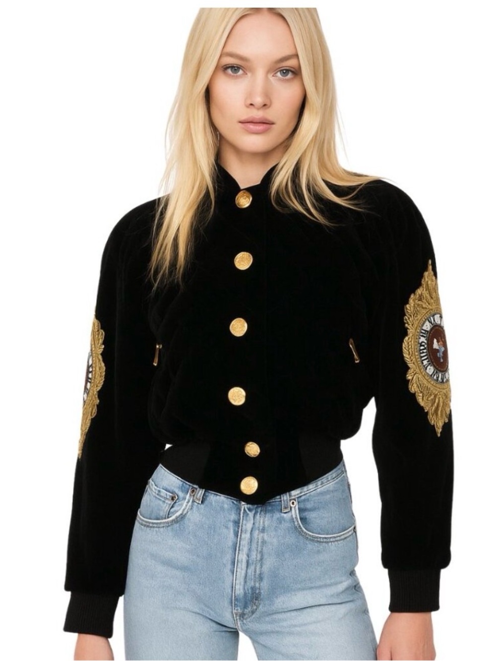 Stunning Escada RARE Velvet
Quilted Bomber Jacket